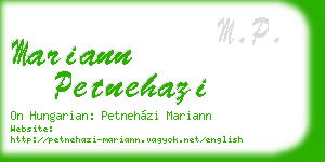 mariann petnehazi business card